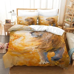Lion Housse de Couette Imprimée 3D Douce 3 Pièces Literie Garçons Filles