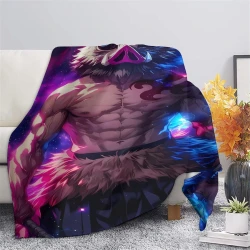 Tueur de démons: Demon Slayer Plaid en Polaire Imprimé 3D Couverture Douce Confortable pour Canapé Lit Bureau