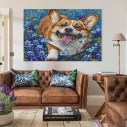 Corgi Peinture sur toile sans cadre, impressions posters art mural pour déco maison chambre bureau