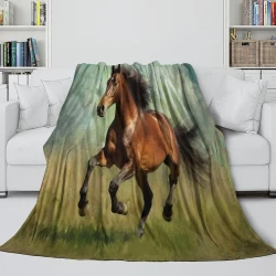 Cheval Plaid en Polaire Imprimé 3D Couverture Douce Confortable pour Canapé Lit Bureau