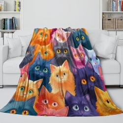 Chat Plaid en Polaire Imprimé 3D Couverture Douce Confortable pour Canapé Lit Bureau