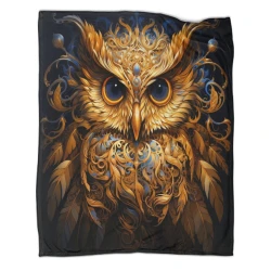 Hibou Plaid en Polaire Imprimé 3D Couverture Douce Confortable pour Canapé Lit Bureau