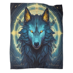Loup Plaid en Polaire Imprimé 3D Couverture Douce Confortable pour Canapé Lit Bureau