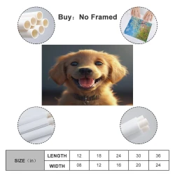 Golden Retriever Peinture sur toile sans cadre, impressions posters art mural pour déco maison chambre bureau