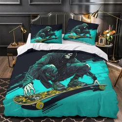 Crâne Housse de Couette Imprimée 3D Douce 3 Pièces Literie Garçons Filles