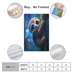 Paresseux Peinture sur toile sans cadre, impressions posters art mural pour déco maison chambre bureau
