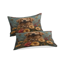 Golden Retriever Housse de Couette Imprimée 3D Douce 3 Pièces Literie Garçons Filles