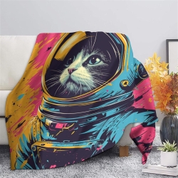 Chat Plaid en Polaire Imprimé 3D Couverture Douce Confortable pour Canapé Lit Bureau