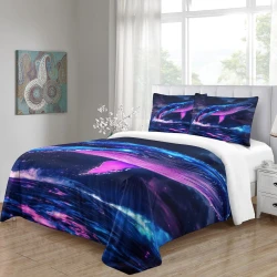 Baleine Housse de Couette Imprimée 3D Douce 3 Pièces Literie Garçons Filles