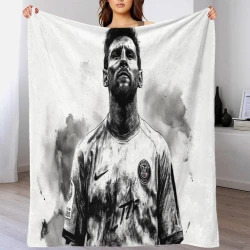 Lionel Messi Plaid en Polaire Imprimé 3D Couverture Douce Confortable pour Canapé Lit Bureau