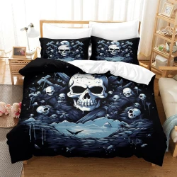 Crâne Housse de Couette Imprimée 3D Douce 3 Pièces Literie Garçons Filles