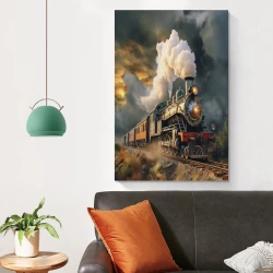 Train à vapeur Peinture sur toile sans cadre, impressions posters art mural pour déco maison chambre bureau