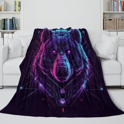 Ours noir Plaid en Polaire Imprimé 3D Couverture Douce Confortable pour Canapé Lit Bureau