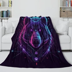 Ours noir Plaid en Polaire Imprimé 3D Couverture Douce Confortable pour Canapé Lit Bureau