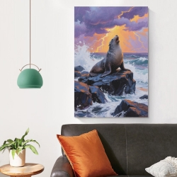 Phoque Peinture sur toile sans cadre, impressions posters art mural pour déco maison chambre bureau