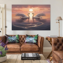 Cygne Peinture sur toile sans cadre, impressions posters art mural pour déco maison chambre bureau
