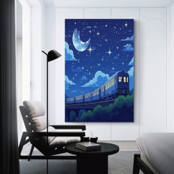 Train à vapeur Peinture sur toile sans cadre, impressions posters art mural pour déco maison chambre bureau