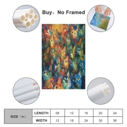 Chat Peinture sur toile sans cadre, impressions posters art mural pour déco maison chambre bureau