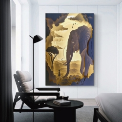 Éléphant Peinture sur toile sans cadre, impressions posters art mural pour déco maison chambre bureau