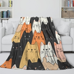 Chat Plaid en Polaire Imprimé 3D Couverture Douce Confortable pour Canapé Lit Bureau