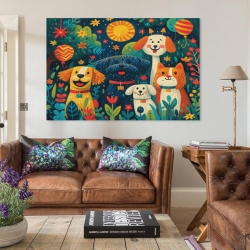 Chien art Peinture sur toile sans cadre, impressions posters art mural pour déco maison chambre bureau