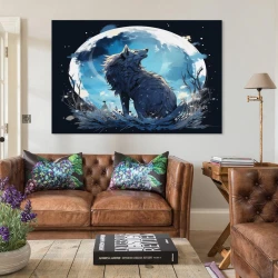 Loup Peinture sur toile sans cadre, impressions posters art mural pour déco maison chambre bureau