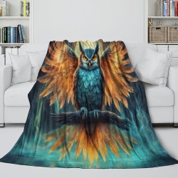 Hibou Plaid en Polaire Imprimé 3D Couverture Douce Confortable pour Canapé Lit Bureau