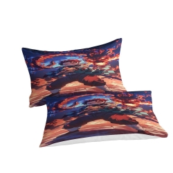 Tueur de démons: Demon Slayer Housse de Couette Imprimée 3D Douce 3 Pièces Literie Garçons Filles