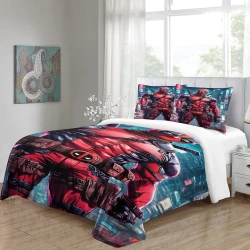 Deadpool Marvel Housse de Couette Imprimée 3D Douce 3 Pièces Literie Garçons Filles