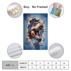 Dinosaure Peinture sur toile sans cadre, impressions posters art mural pour déco maison chambre bureau