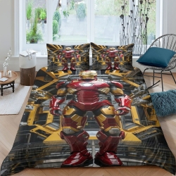 Avengers Iron Man Housse de Couette Imprimée 3D Douce 3 Pièces Literie Garçons Filles