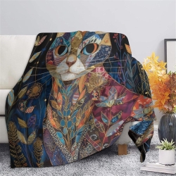 Cute Chat Plaid en Polaire Imprimé 3D Couverture Douce Confortable pour Canapé Lit Bureau