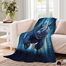 Rhinocéros Plaid en Polaire Imprimé 3D Couverture Douce Confortable pour Canapé Lit Bureau