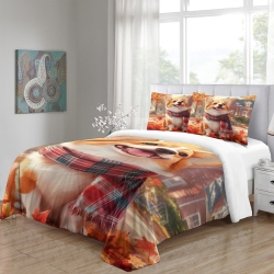 Corgi Housse de Couette Imprimée 3D Douce 3 Pièces Literie Garçons Filles