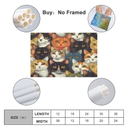 Chat Peinture sur toile sans cadre, impressions posters art mural pour déco maison chambre bureau