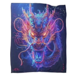 Dragon Plaid en Polaire Imprimé 3D Couverture Douce Confortable pour Canapé Lit Bureau