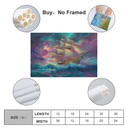 Voilier Peinture sur toile sans cadre, impressions posters art mural pour déco maison chambre bureau