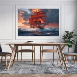 Voilier Peinture sur toile sans cadre, impressions posters art mural pour déco maison chambre bureau