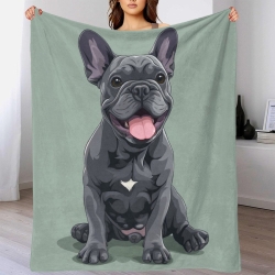 Französische Bulldoggege 3D Gedruckte Fleece-Decke Weiche Gemütliche Decke für Sofa Bett Büro