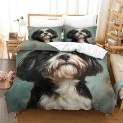 Shih Tzu Funda Nórdica Impresa en 3D Suave 3 Piezas Ropa de Cama para Niños Niñas
