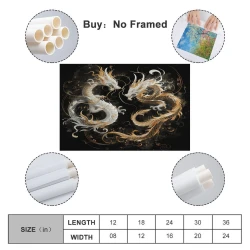 Dragon Peinture sur toile sans cadre, impressions posters art mural pour déco maison chambre bureau