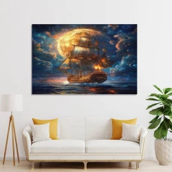 Velero Pintura en lienzo sin marco, impresiones de pósters arte pared para decoración hogar dormitorio oficina