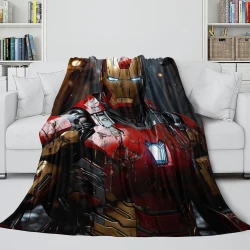 Avengers Iron Man Plaid en Polaire Imprimé 3D Couverture Douce Confortable pour Canapé Lit Bureau