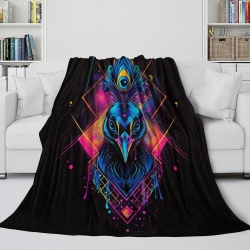 Paon Plaid en Polaire Imprimé 3D Couverture Douce Confortable pour Canapé Lit Bureau