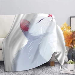 Cute Chat Plaid en Polaire Imprimé 3D Couverture Douce Confortable pour Canapé Lit Bureau