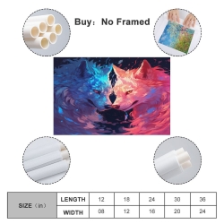 Loup Peinture sur toile sans cadre, impressions posters art mural pour déco maison chambre bureau