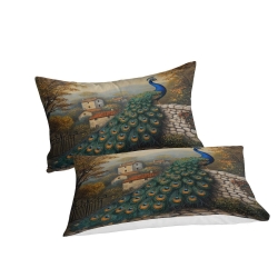 Paon Housse de Couette Imprimée 3D Douce 3 Pièces Literie Garçons Filles