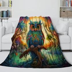 Hibou Plaid en Polaire Imprimé 3D Couverture Douce Confortable pour Canapé Lit Bureau