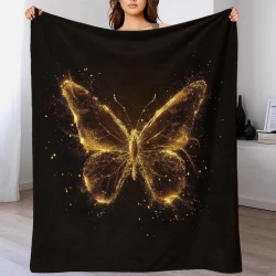 Papillon Plaid en Polaire Imprimé 3D Couverture Douce Confortable pour Canapé Lit Bureau