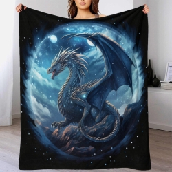 occidental Dragon Plaid en Polaire Imprimé 3D Couverture Douce Confortable pour Canapé Lit Bureau